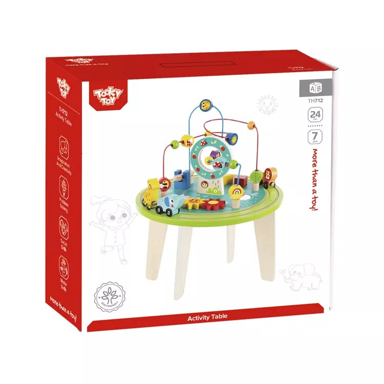 Tooky Toy Дървена активна маса TH712 - 7 части