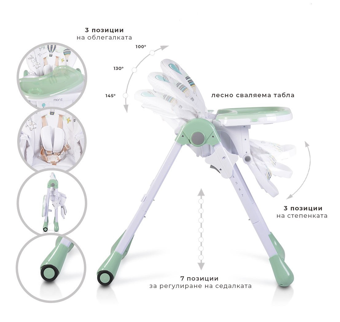 Moni Детски стол за хранене Muffin мента