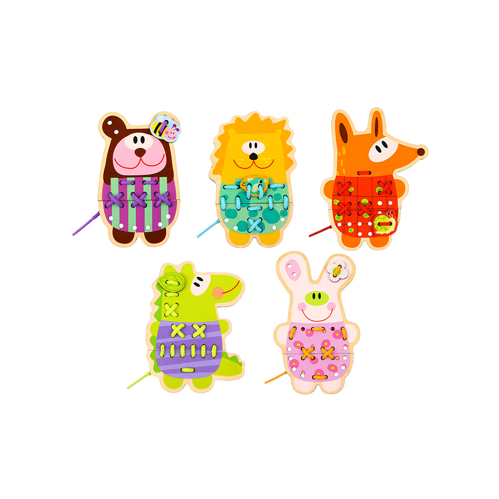 Tooky Toy Дървена игра за шиене Animals TL417