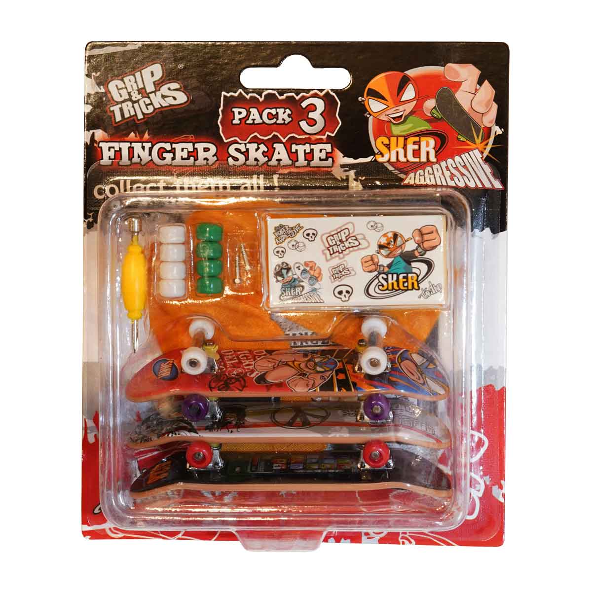 Grip & Tricks Комплект играчки за пръсти с 3 бр. скейтборди
