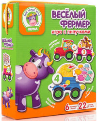 vladi toys настолна игра с велкро лепенки Веселия фермер направи си влакче 21x18x6