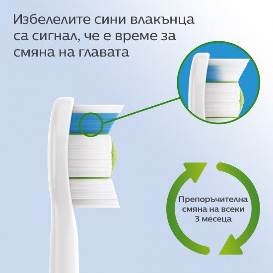 Philips Sonicare Глава за четка Optimal White HX6062/10 W2 бял  BrushSync- 2бр.